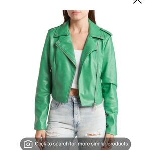 Avec Les Filles Vibrant Green Vegan Leather Jacket Size Large